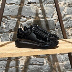 Alexander McQueen Black Patent Leather Oversized Sneakers